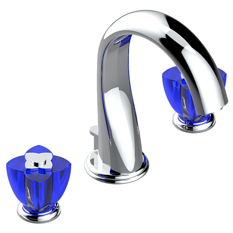 THG PETALE DE CRISTAL BLEU Смеситель для раковины на 3 отверстия, с донным клапаном, цвет хром, U6B-A02-151