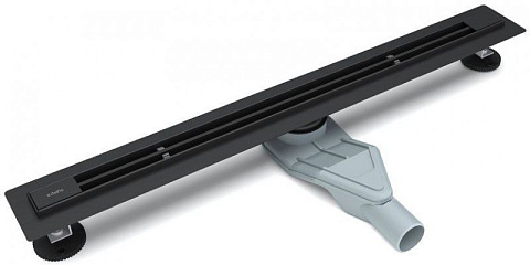 Душевой желоб ESBANO Slim решетка LINE длина 60 см матовый черный (600x80x30)