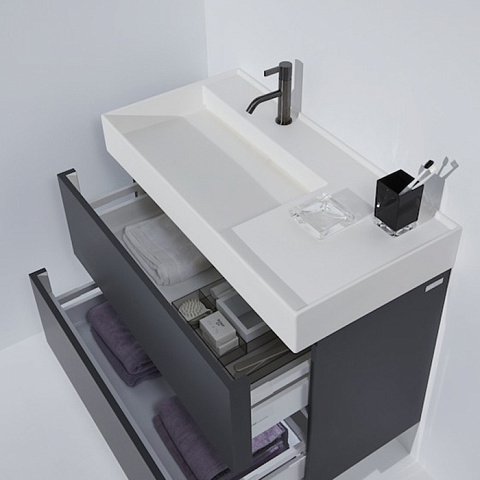 Laufen Kartell Раковина 900х460х120мм без перелива, с 1 отв. под смес, со скр сливом, полка справа, цвет: белый (Продаем с базой 4.0761.8.033.640.1), 8.1033.8.000.111.1