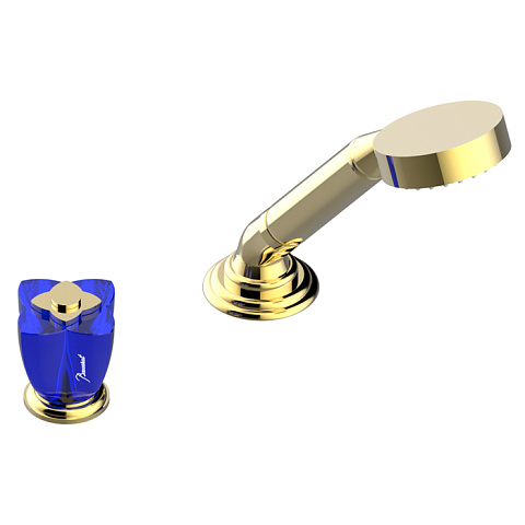 THG PETALE DE CRISTAL BLEU Смеситель на борт ванны на 2 отверстия, прогрессивный, без излива, цвет полированное золото, U6B-F01-6532/60A