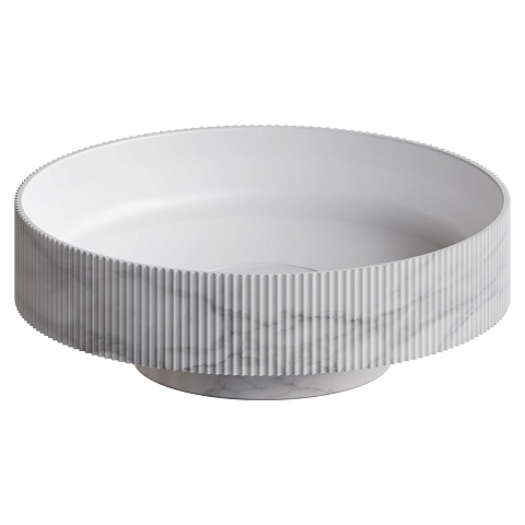 Раковина накладная рифленая Boheme SOLE Corian 400*130 Calacatta 801-R-CLCT