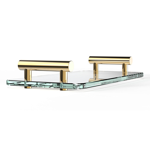 Decor Walther Bar Tab Поднос с ручками, стеклянный, цвет: золото / прозрачное стекло, 0857020