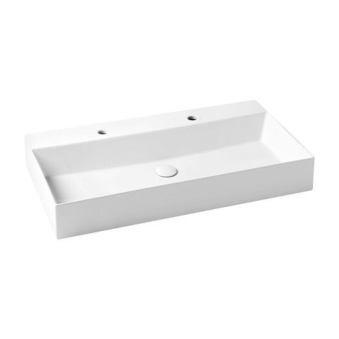 AZZURRA ELEGANCE Squared раковина подвесная/накладная 102х45см с 2 отв. под смеситель , цвет белый, ELLP102450QDBI
