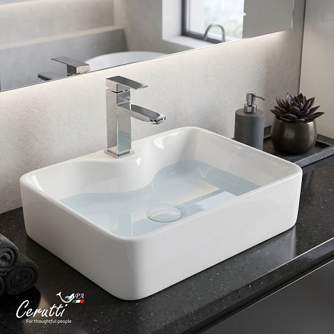 Раковина накладная Ceruttispa, CR7051 (480х370х130) белая, прямоугольная