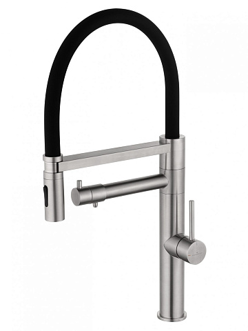 Смеситель для кухни с гибким изливом и подключением фильтра WONZON & WOGHAND, Брашированный никель WW-88458007-BN