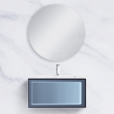 Тумба с раковиной ORANS BC-9013-800 PW цвет: PU030, раковина art marble (white) (800x550x400)