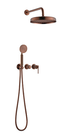 Смеситель встроенный + верхний+ ручной душ, Boheme ETERNA COPPER BRUSHED 174-CB