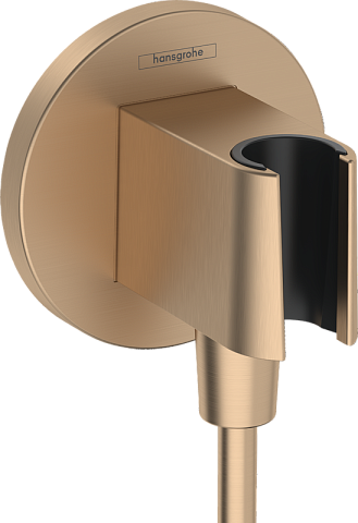 Настенная розетка Hansgrohe FixFit S с держателем для душа 26888140,шлифованная бронза