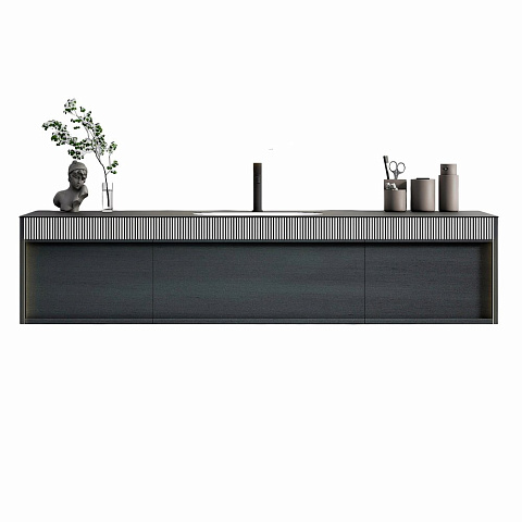 Тумба с раковиной Black&White U950.1600 P16,Unihopper,Corian раковина-столешница/LED light (1600x520x405)