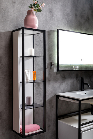 Пенал Armadi Art LOFT высокий белый, полки стекло 896-W