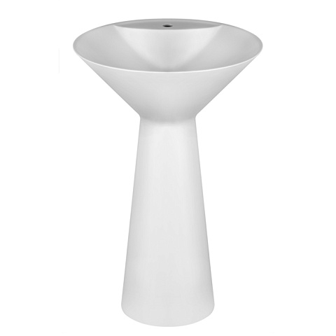 Gessi Cono Раковина напольная из Cristalplant d 46 H 900 мм,без перелива, с 1 отв. под смес, слив в стену, с сифоном и донным клап, цвет матовый белый, 45907#521