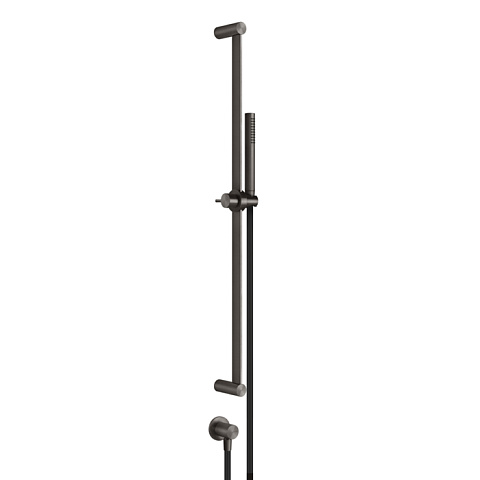 GESSI 316 Штанга в комплекте с душевой лейкой с легкой очисткой, шланг 1,50 м, вывод воды из стены, цвет: brushed black metal pvd, 54045#707