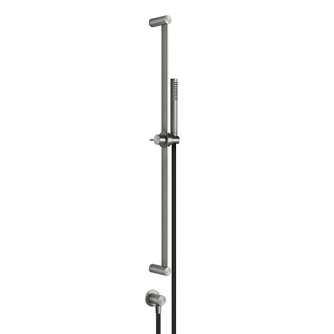GESSI 316 Штанга в комплекте с душевой лейкой с легкой очисткой, шланг 1,50 м, вывод воды из стены, цвет: steel brushed, 54045#239