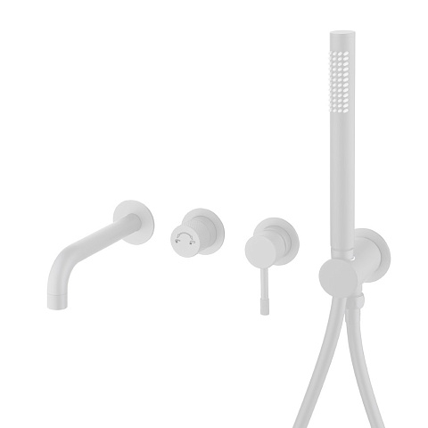 Смеситель встроенный + ручной душ + излив Boheme Uno Matt White 464-3-MW