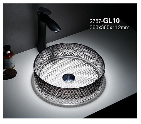 Раковина накладная CeramaLux GL10 360×360 мм, белый-графит