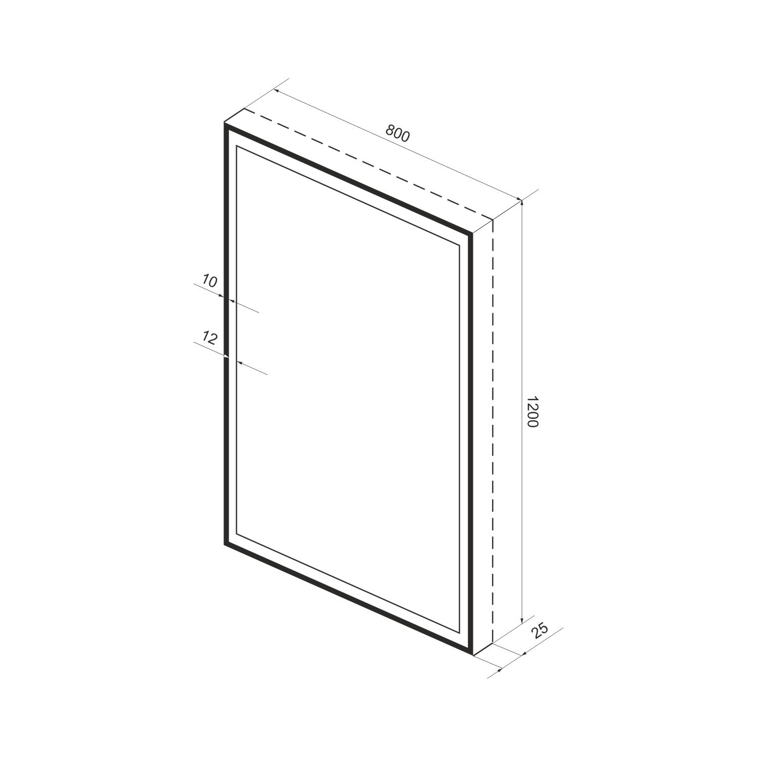 172201400, Прямоугольное зеркало с фронтальной LED-подсветкой 80*120 см Wellsee 7 Rays' Spectrum, цвет контура черный матовый 172201400-172201410