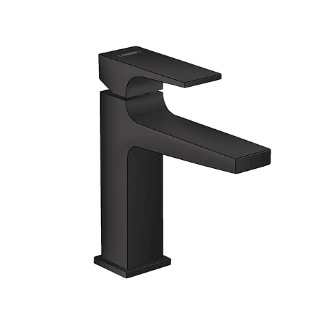 Смеситель Hansgrohe Metropol для раковины 110, однорычажный, с рычаговой рукояткой, со сливным клапаном Push-Open, матовый черный 32507670