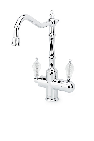 Смеситель для кухни с краном Boheme TRADIZIONALE CHROMO CRISTAL 113-CRST