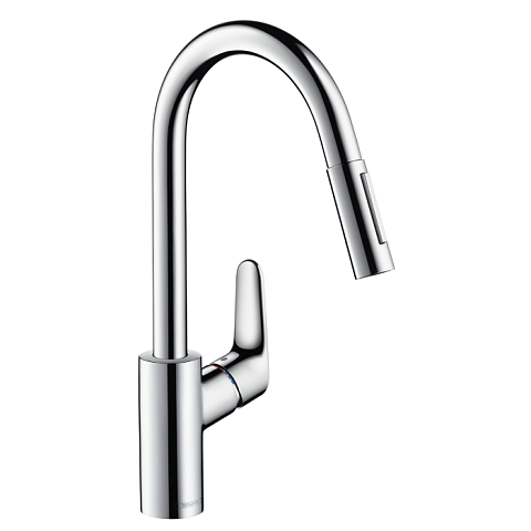 Смеситель Hansgrohe Focus для кухни однорычажный, с выдвижным душем, ½´ (под сталь) 31815800