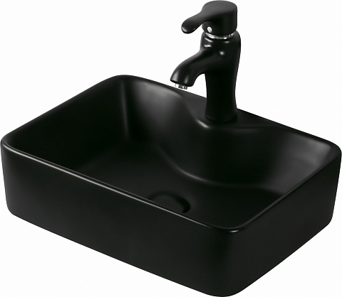 Раковина керамическая чёрная матовая (накладная) SantiLine SL-1011MB