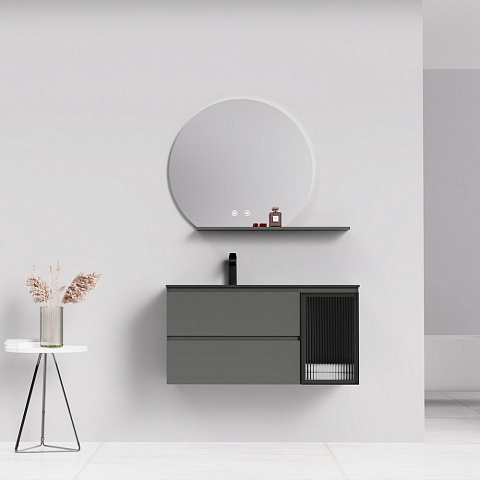 Тумба с раковиной ORANS BC-2055-1000L цвет:MFC085,раковина art marble(matte black) (1000x550x500)