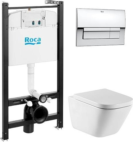 Комплект инсталляция с унитазом Roca The Gap 893104100 с кнопкой смыва и сиденьем микролифт