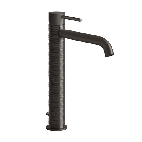 GESSI 316 Смеситель для раковины на 1 отверстие, высокий, h=305мм, с донным клапаном, излив 156мм, цвет: brushed black metal pvd, 54303#707