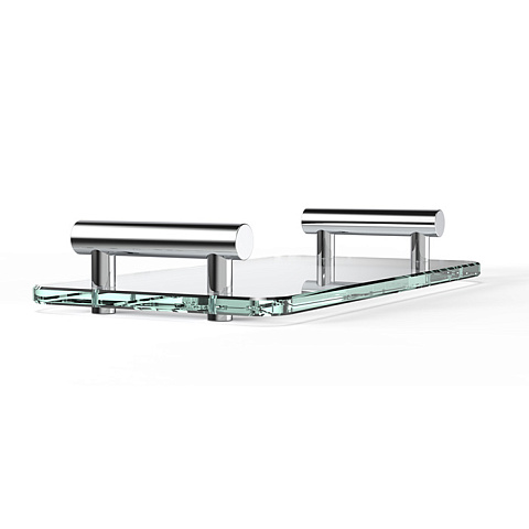 Decor Walther Bar Tab Поднос с ручками, стеклянный, цвет: хром / прозрачное стекло, 0857000