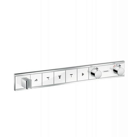 Hansgrohe HG RainSelect Встраиваемый термостат для душа на 5 источника, с держ. душа (внешняя часть), цвет: белый/хром, 15358400