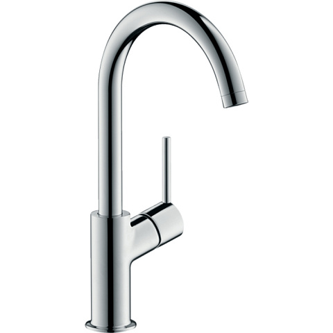 Hansgrohe HG Talis Смеситель для раковины с донным клапаном Push-Open, на 1 отв., поворотный излив 154мм, h210мм, цвет: хром, 32082000