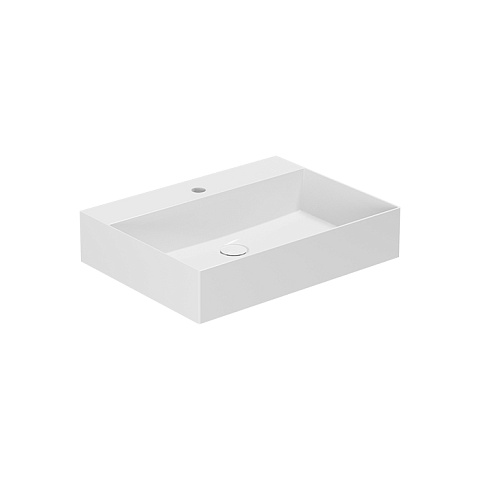 AZZURRA ELEGANCE Squared раковина подвесная/накладная 60х45см с 1 отв. под смесит, задняя стенка без глазури, цвет белый (цена по акции со склада!), ELLP060450QMBI/(EQA60M bi)*1