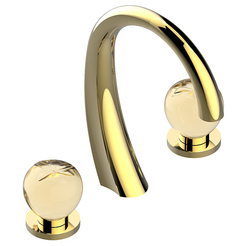 THG POMME CRISTAL LUSTRE OR Смеситель для раковины на 3 отверстия, с донным клапаном, цвет Soft gold, A46-F30-151