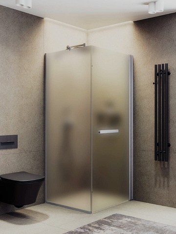 Душевой угол на монопетле MaybahGlass 900×900×1975 Стекло 8 мм Сатин, профиль хром матовый MGY-1318-5