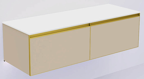Armadi Art QUATRO 2 140см (70+70) тумба DAPHNE профиль MATT GOLD + внутр. подсв. 790-M2-140(70+70)-D-MG+LD
