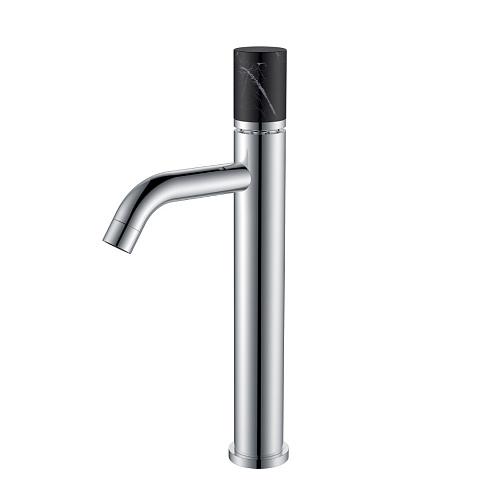 Смеситель Boheme STICK для умыв. выс. CHROME MRAMOR BLACK (комплект) 122-CR-MR-B