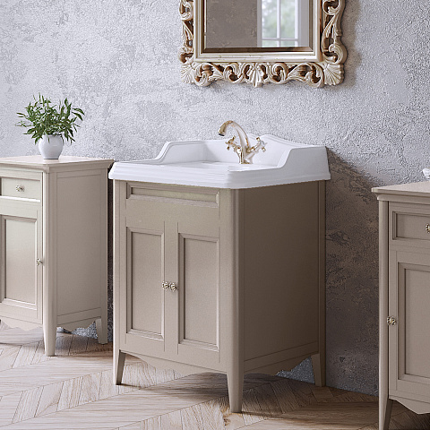 TW collection TW Veronica, База с раковиной Simas AR824bi*1 68*54см с 1отв. под смеситель , 2 расп. дверки, доводч. Blum, ручки: Riflesso бронза, цвет: tortora, VER2068-T+AR824bi*1 комплект