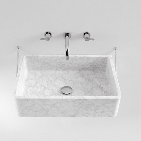 Agape Carrara Раковина подвесная 60x40x16 см, без отв., мрамор Carrara, цвет: белый, ACER0730PMC *0
