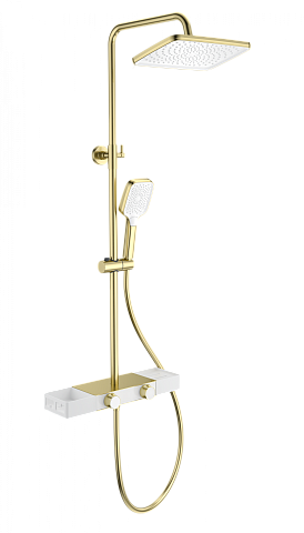 Душевая система WONZON & WOGHAND Shelf, Брашированное золото WW-B3552-BG