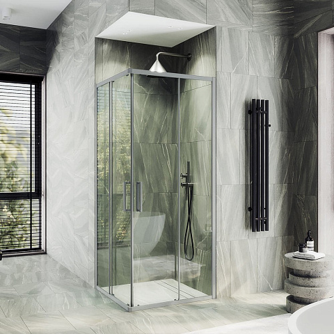 Душевой угол раздвижной MaybahGlass 900×900×1950 Стекло 6 мм Бесцветное, профиль хром матовый MGY-1323-5