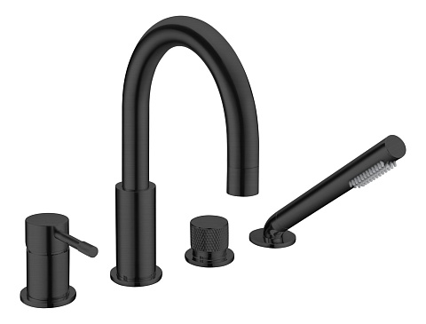 Смеситель врезной на борт ванны Boheme UNO Black 460-B