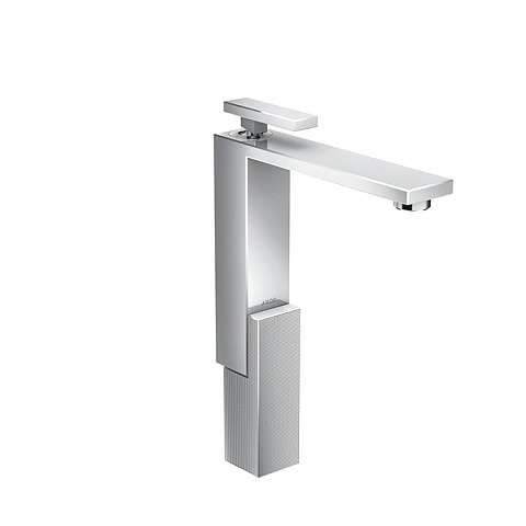 Axor AX Edge Смеситель для раковины 280, на 1 отв., с push/open донным клапаном, излив 180мм, алмазн. огранка, цвет: хром, 46031000