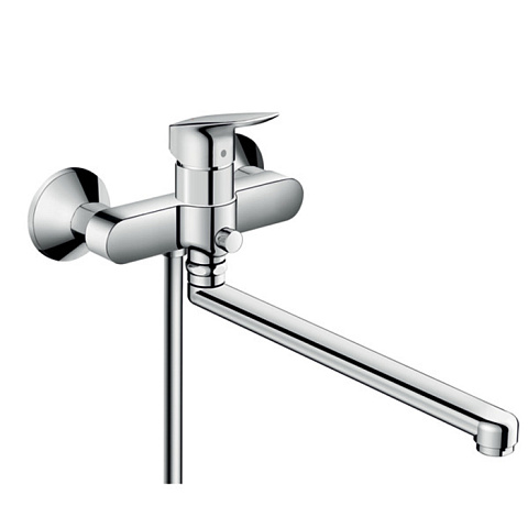 Hansgrohe HG Logis Смеситель для ванны, настенный, поворотный излив 300мм, с переключателем на душ, цвет: хром, 71402000