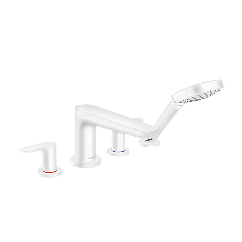 Hansgrohe HG Talis E Смеситель на борт ванны, на 4 отв, с ручным душем, излив 196мм, цвет: белый матовый, 71748700