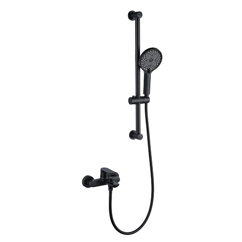 Смеситель для ванны Black&White UK8303B (с лейкой и штангой -комплект), чёрный матовый