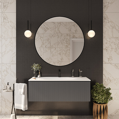 TW collection TW Shape комплект мебели, база с раковиной Kerasan 548001*1, 122х52см, с 1-м выдвиж. ящиком с механизмом push to open, цвет: серый матовый RAL7016, SHAP120-G+548001*1