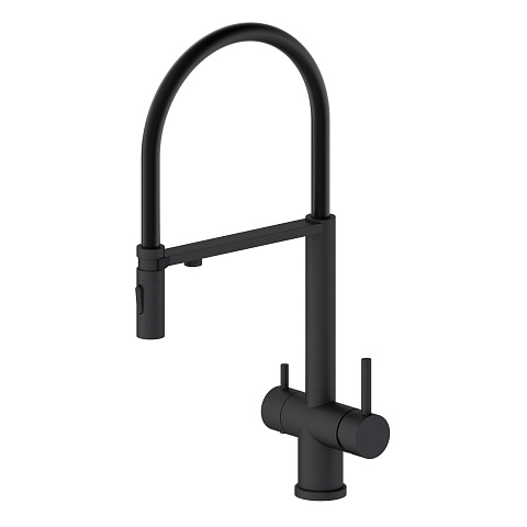 Кухонный смеситель с гибким изливом Oliveeka K OL-458009-MB, черный матовый