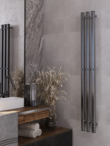 Полотенцесушитель электрический APEXTERMO Сириус SR10112GN 1100x120 с крючками, оружейная сталь