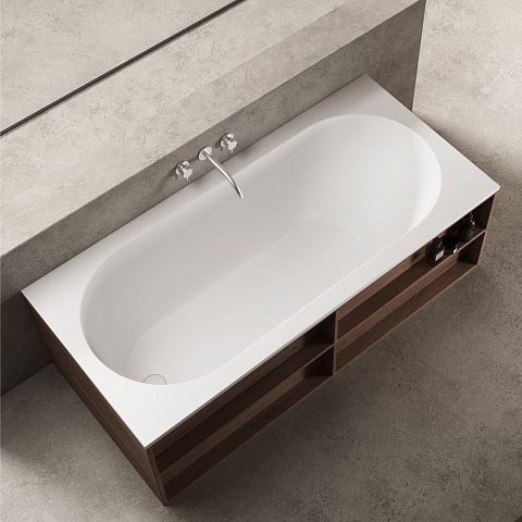 Ванна встраиваемая Солид Серфейс (Solid Surface) Vincea VBT-8SB1-1500, 1500x750x471, белая матовая
