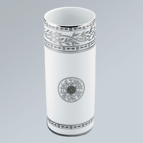 THG MARQUISE BLANC DECOR PLATINE Ваза керамическая, настольная, декор платина, цвет белый, A7G-A02-4609