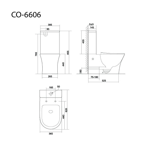 Унитаз напольный Triton-Pro Corso CO-6606, сиденье, фурнитура